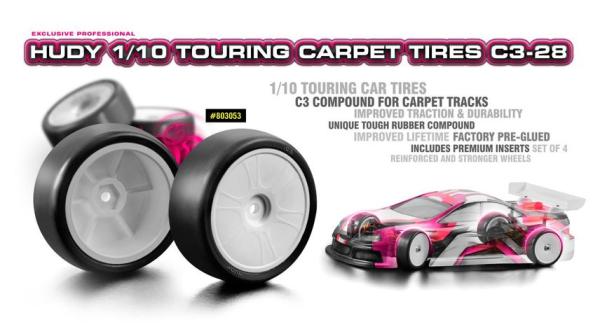HUDY 1/10 TOURING CARPET TIRES C3-28 (4) HUDY 803053